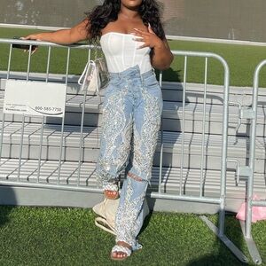 Silver Creme Diamond Jeans